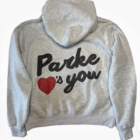 Parke Tops - Womens parke Hoodie - grey and red